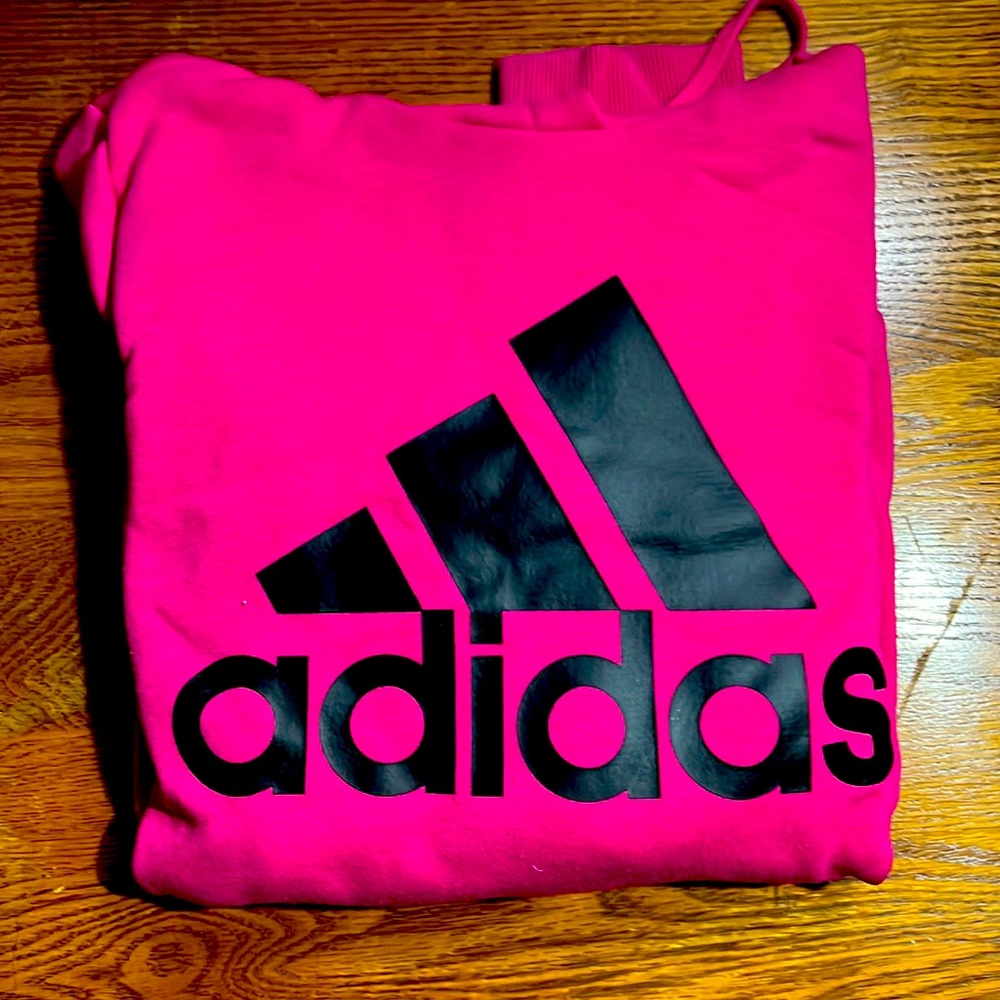 Adidas pink and black girls woman hoodie size XS